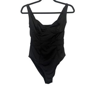ASOS Black fitted Contour One Piece Swimsuit Size Small Cup Size 32DDD